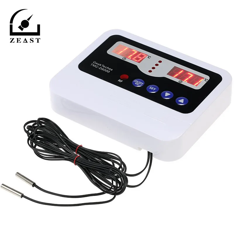 

TMC-D6000 Single-circuit Dual-circuit LED Digital Thermostat Temperature Controller Heating Cooling Control Switch with 2 Senso