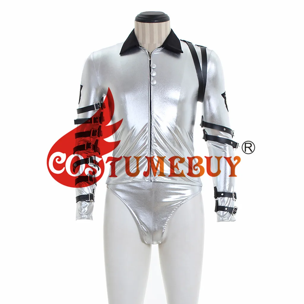 CostumeBuy Michael Jackson Japan Bad World Performance Silver Costume Jumpsuit Halloween MJ Costume L920