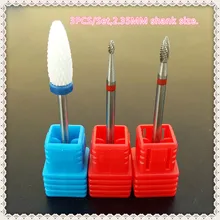 3pcs/set M,F,Fsize Ceramic Nail Drill Bit Pedicure Machine Remove Foot Calluses Flame Bit Tools 3/32″ Shank Nail Tools