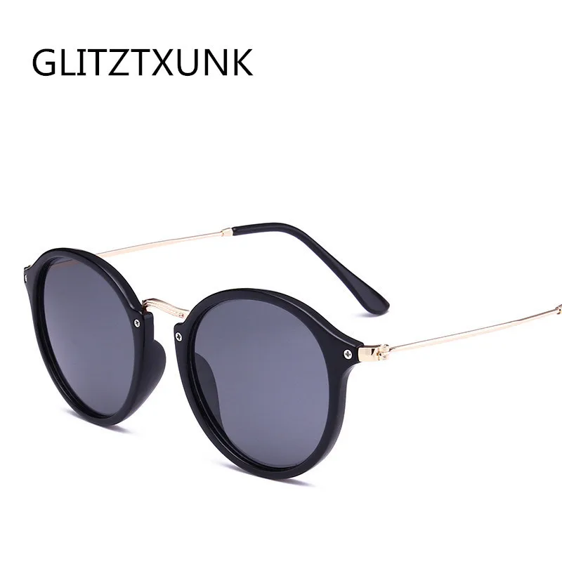 

Glitztxunk Sunglasses Women Men Round Vintage Brand 2019 New Sun Glasses Female Male Black Frame Mirror Eyewear UV400 Oculos