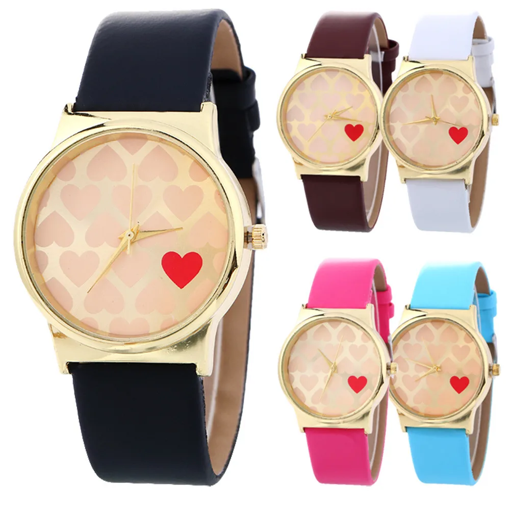 Рисунок в форме сердца Модные женские кожаные часы relogio feminino reloj mujer montre femme 2018