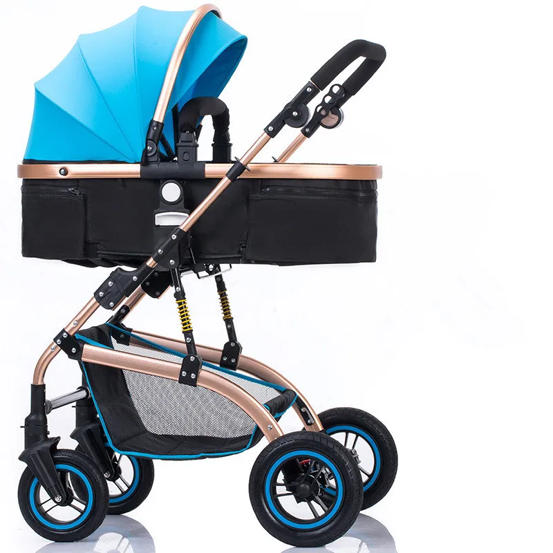 Легкая Роскошная детская коляска, портативная двухсторонняя Двусторонняя коляска, популярная розовая коляска для мамы, 6 подарков - Цвет: Blue