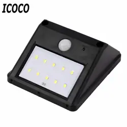 ICOCO 10 светодиодов 2835SMD солнечной энергии PIR датчик движения настенный светильник водонепроницаемый IP33 энергосберегающий свет для Открытый