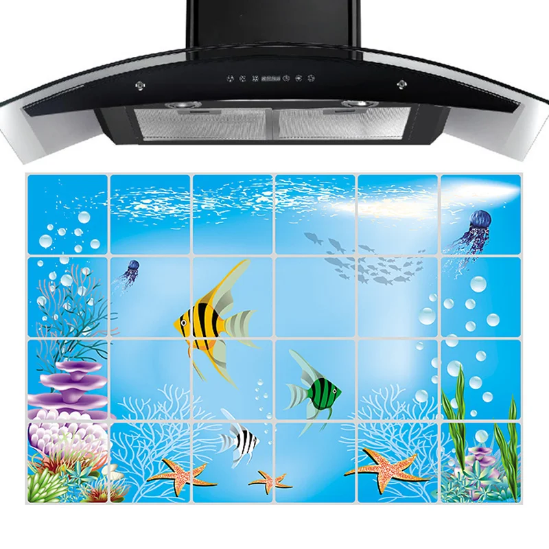 Waterproof Aluminum Foil Kitchen wall stickers Home Decor tile decoration cabinet stickers Flowers Ocean Seagulls Waterproof Aluminum Foil Kitchen wall stickers Home Decor tile decoration cabinet stickers Flowers Ocean Seagulls