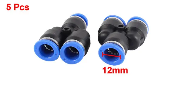 5pcs Y Design Quick Push in Connector 12mm 3-way Pneumatic Tube Fittings Adapter