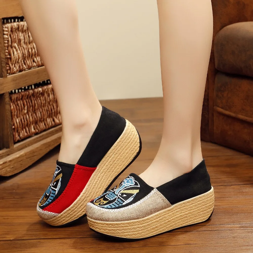 canvas platform pumps