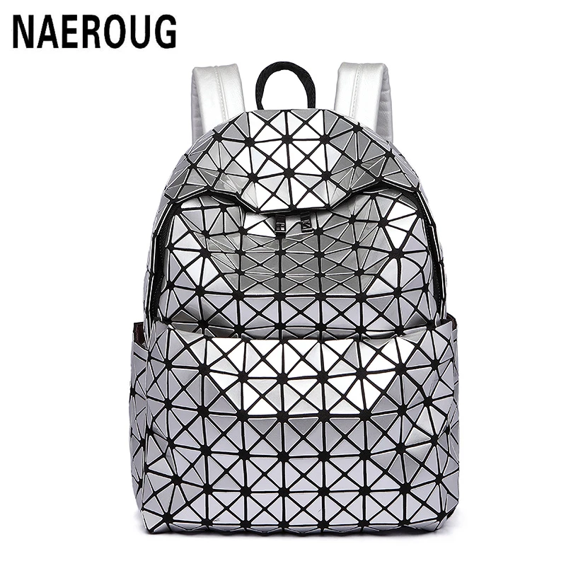 New Arrivals Women Laser font b Backpack b font Diamond Lattice Shoulder Bag Geometry Quilted Pearl