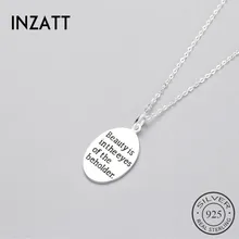 INZATT Трендовое минималистичное ожерелье с круглой подвеской, настоящее 925 пробы Серебряное ювелирное изделие для женщин, вечерние аксессуары