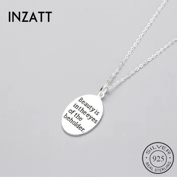 

INZATT Trendy Minimalist Round Pendant Necklace Real 925 Sterling Silver Fine Jewelry For Women Party Accessories