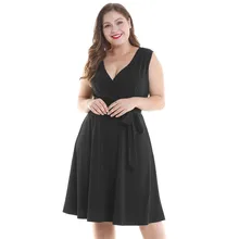 Afrodite Casa New Arrivals Verão Vestido Com Decote Em V Sem Mangas Rendas Até As Mulheres de Vestido Sexy Vestido de Festa Sólida Feminino Vestido Plus Size
