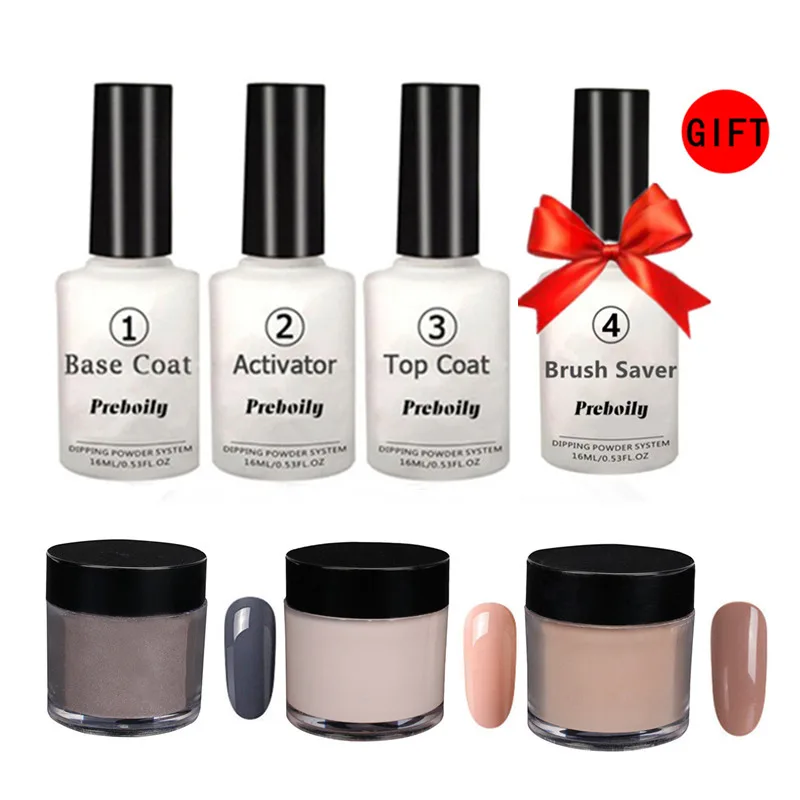 

7-in-one High Gloss Finish Set Dipping Powder Nails 10g/pcs Dipping Powder 16ml Nail Polish Kit Dip Powder For Nail Salon