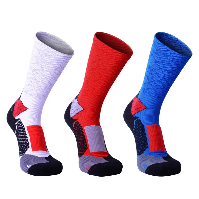 

1 Pair Men Professional Basketball Socks Nylon Breathable Anti-friction Shock Absorption Quick-dry Calf Socks for Outdoor Sports
