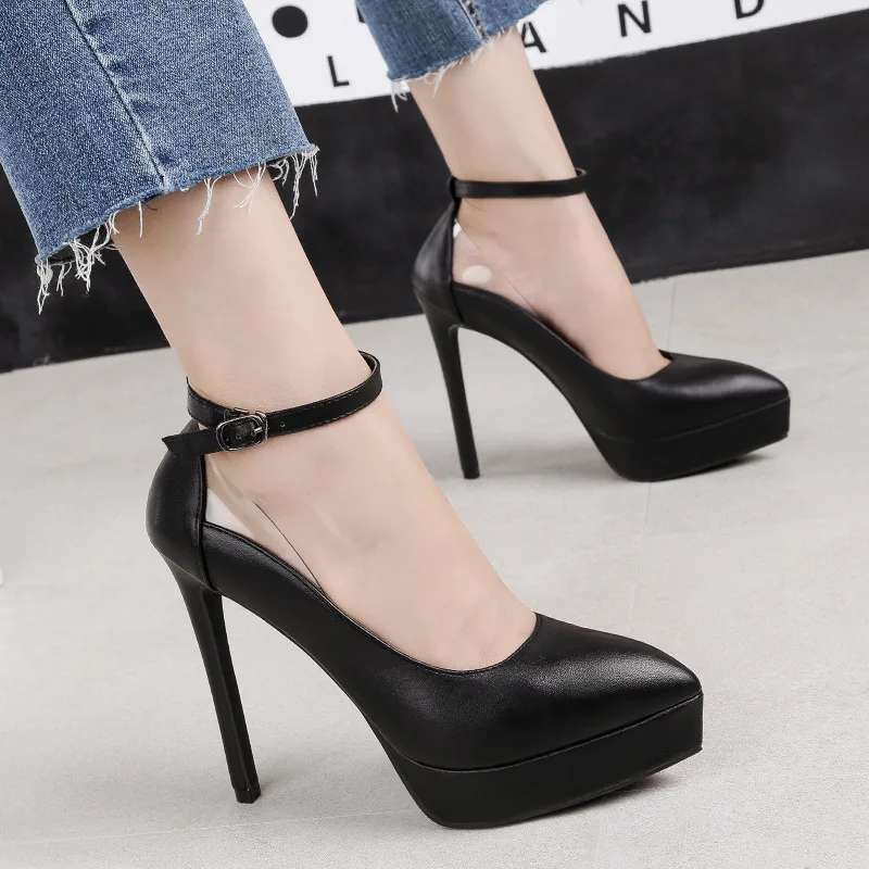 Women Pumps Spring Autumn Shallow platform Pointed Toe Buckle Shoes PU 12.5CM High Heels Pumps Shoes Ladies Women Pumps Spring Autumn Shallow platform Pointed Toe Buckle Shoes PU 12.5CM High Heels Pumps Shoes Ladies