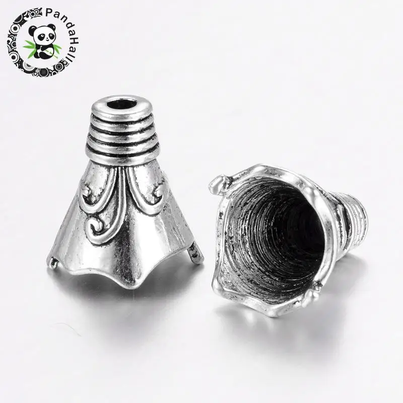 

Tibetan Style Cone Alloy Bead Caps, 6-Petal, Antique Silver, 13x10.5mm, Hole: 2~8mm