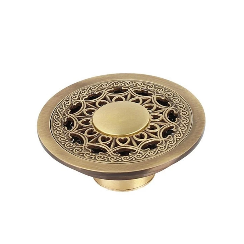 

DONYUMMYJO 1pc Antique Brass Finished Floor Drain Bathroom Washing Machine Deodorant Floor Drain 10cm*10cm