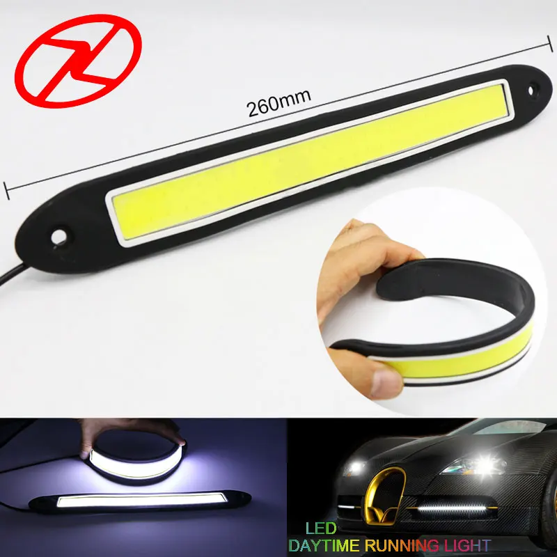 

2 PCS flexible led daytime running lights waterproof universal car DRL 6000K COB bendable LED Driving Light
