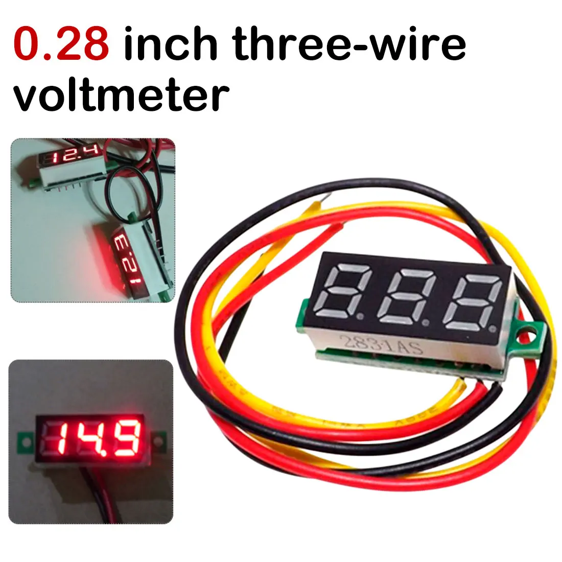 Мини DC 0-100 в 0,36 дюймов 3-Провода датчик напряжения постоянного тока Вольтметр Красный цифровой светодиодный Дисплей цифровой Панель счетчик детектор мониторы инструмент