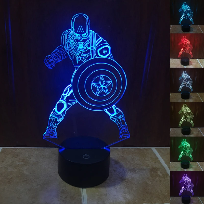 

2019 New 3D USB LED Design Cartoon Captain 7 Colors Change Light Touch Switch Table Desk Lamp Light Creative Holiday Gifts