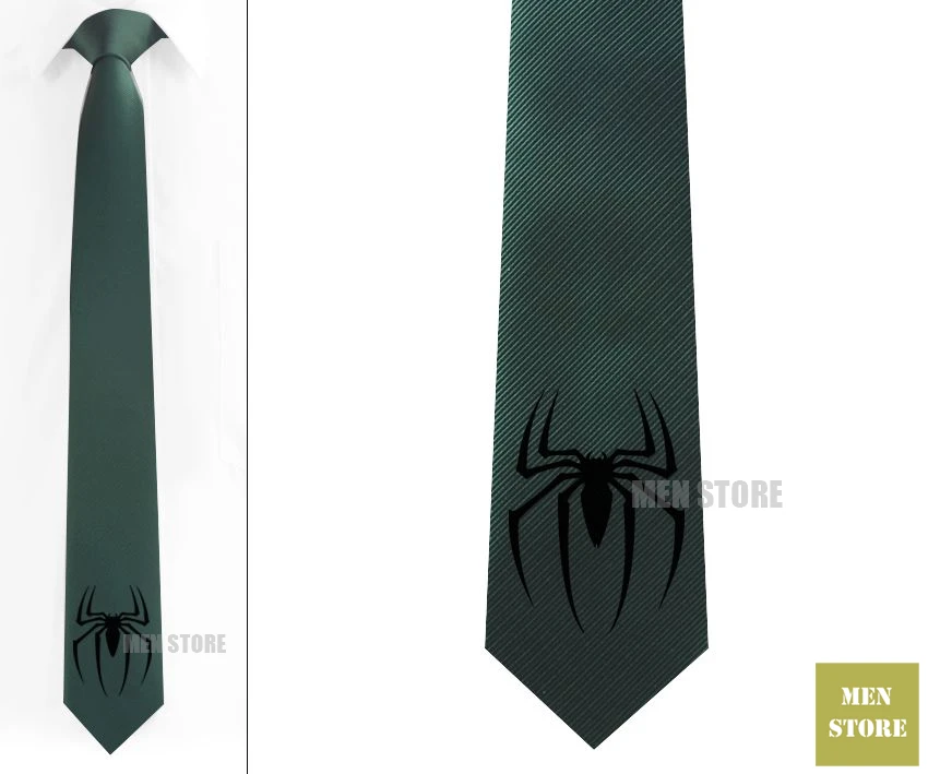 Герой Паук Символ Мужской Жаккардовый тканый тонкий узкий 2," галстук 6 см Галстук Свадебная вечеринка галстук для жениха запонки LK017M - Цвет: Dark Green tie-Black