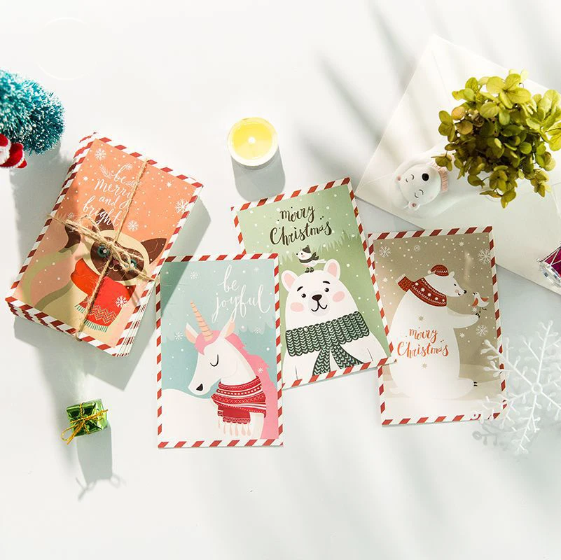 

30pcs enjoy Christmas with animal friends card as Scrapbooking party invitation DIY Decoration gift message card postcard