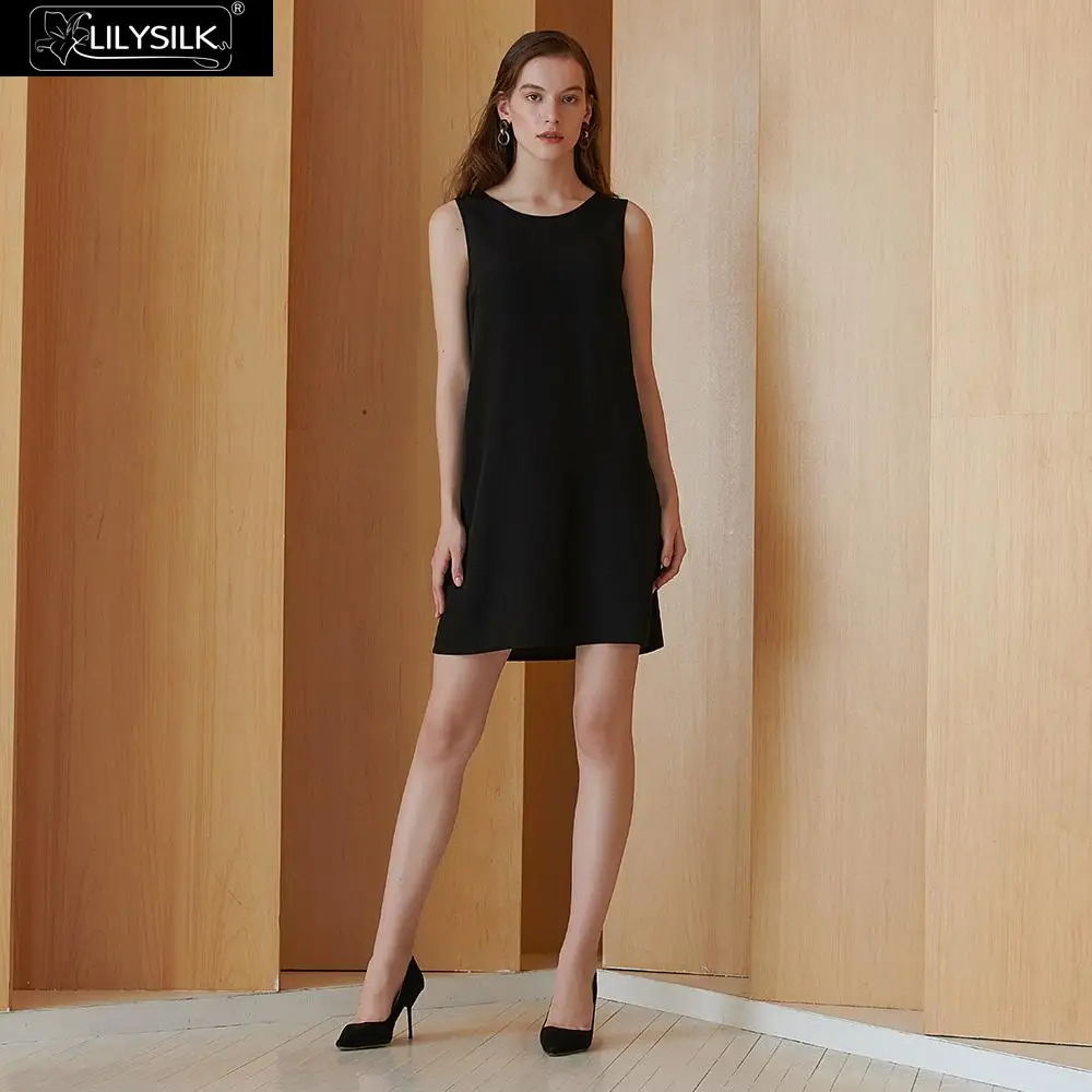 LilySilk платье женское летнее 16 мм без рукавов с v-образным вырезом на спине шелковое платье женская распродажа