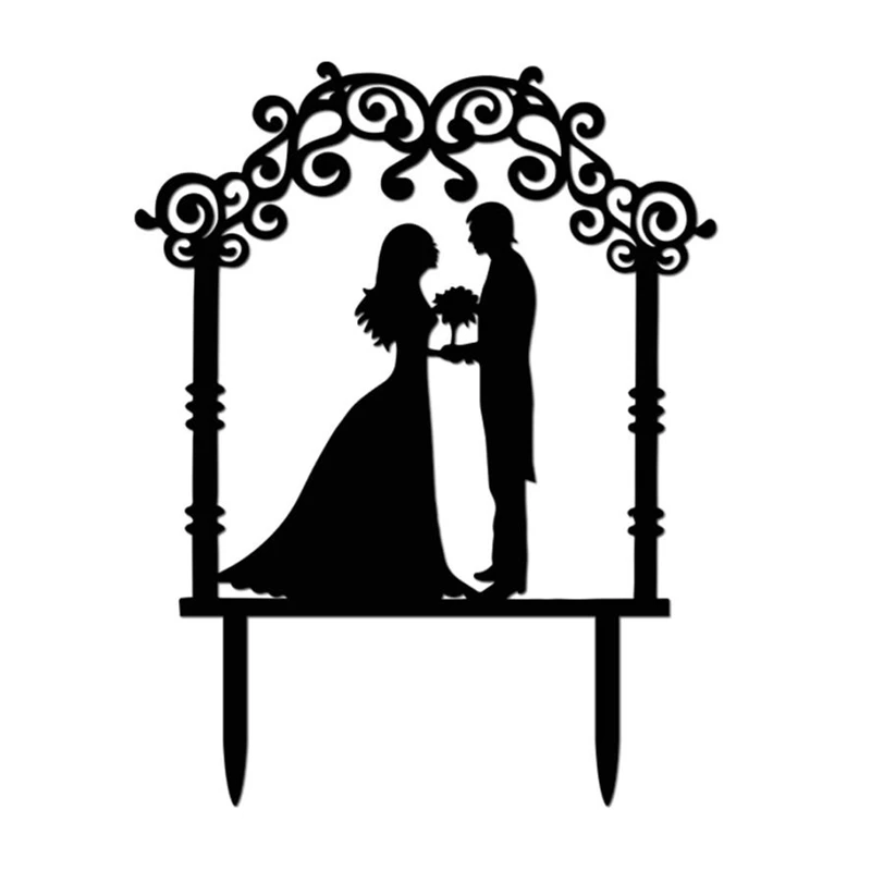 2018 New Creative Wedding Cake Topper Insert Card Love Groom And Bride Acrylic Cake Decoration Practical Lightweigh C0406#30    08