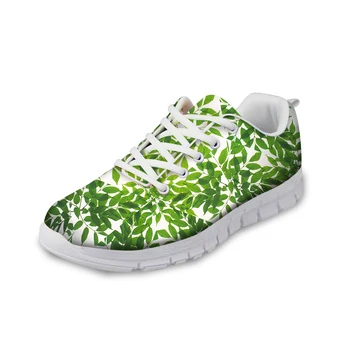 

ThiKin 3D Plant Printed Women Leisure Sneaker Floral Leaf Pattern Trendy Breathable Mesh Lace-up Shoes for Ladies Girls