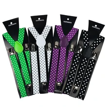 Модные 11 цветов с узором в горошек, Полиэстеровые подтяжки унисекс, 3 зажима на подтяжках Y-back эластичная подвеска 2,5 см для мужчин и женщин