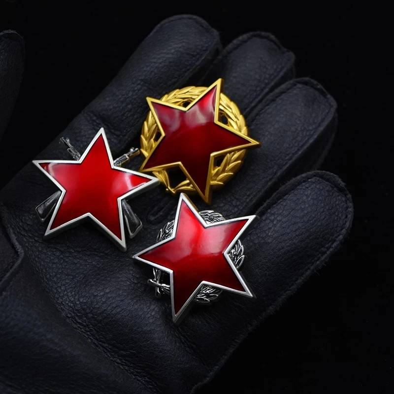 

World War II USSR Soviet Badges Yugoslav Guerrilla Red Five-Pointed Star Medal Medal Stinger Horse Nail Brooch