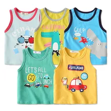 Детское нижнее белье, 5 комплектов в упаковке хлопковые майки с рисунками из мультфильмов жилет для новорожденных детская футболка детская одежда топы для мальчиков и девочек
