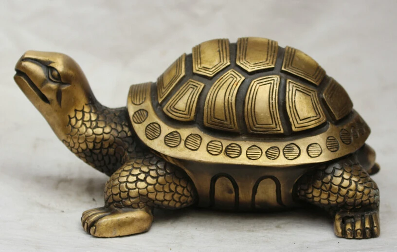 

150610 S1381 9" China Chinese Bronze Folk Dragon tortoise Turtle Statue Feng Shui discount 30% (C0324)