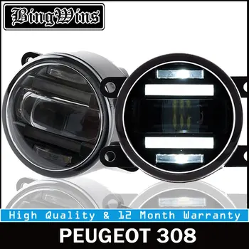 

BEINGWINS 2011-2018 For PEUGEOT 308 foglights+LED DRL+turnsignal lights Car Styling LED Daytime Running Lights LED fog lamps