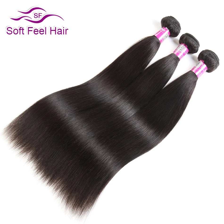 Soft Feel Hair Brazilian Straight Hair Bundles With Frontal Remy Human Hair 3 Bundles Lace Frontal Closure With Bundles 4Pcs/Lot