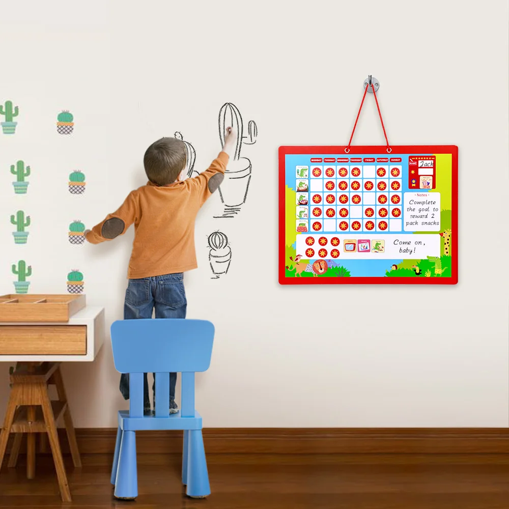 

Weekly Magnetic Behavior Reward Chore Chart Responsibility Board Drawing Writing Hanging Calendar Table Home Decor for Kids