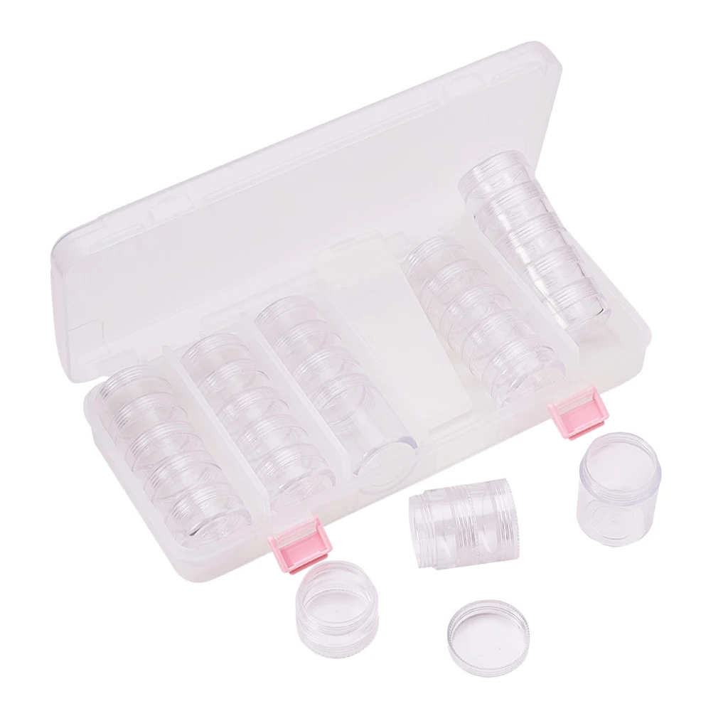 

1 Set Of 28 Pieces Clear Storage Stackable Container Boxes For Beads Jewelry