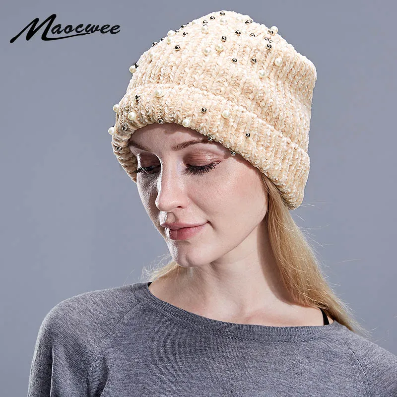 Women's Winter Hat Knitted Wool Flannel Beanies Female Fashion Skullies Casual Outdoor Ski Caps