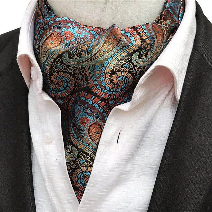 New Designer Fashion Men Formal Scarf Jacquard Woven Luxury Gold