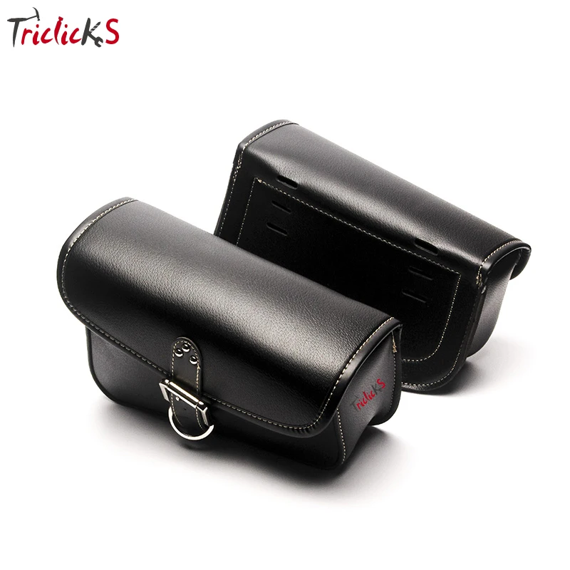 

Triclicks Motorcycle PU Leather Tool Bag Left Right Luggage Bag Universal Saddlebag Saddle Bag For Harley Sportster XL 883 1200