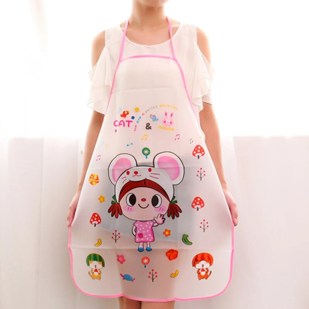 New Lovely Cartoon Apron Sleeveless Waterproof Anti-oil Aprons Kitchen Cooking Waist Bib Creative Women Apron