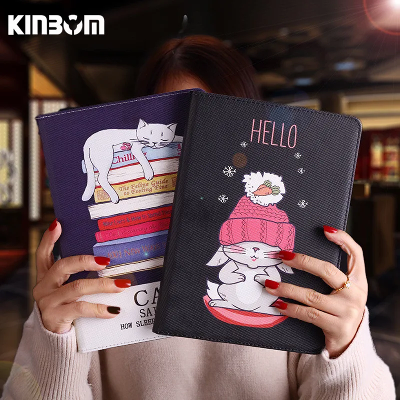 

KINBOM For Apple Case Cover Cartoon Cat Case 10.5inch Cute Fashion For Ipad Pro Mini Sleep Shell High Quality PU Leather Case