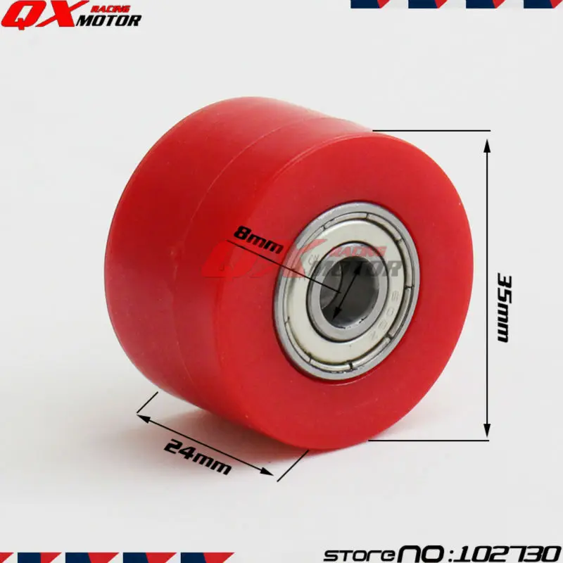 

Red 8mm Chain Roller Tensioner Pulley Wheel Guide For CRF YZF RMZ KLX Kayo Motorcycle Motocross Pit Dirt Bike Free Shipping