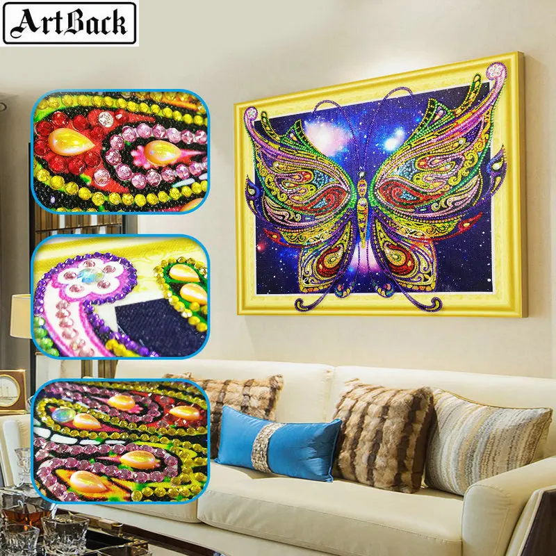 

ArtBack Special Shape 5D Diamond Painting Cross Stitch Color Butterfly 40x50cm Mosaic Part Rhinestone 3d Diamond Embroidery