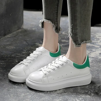 

Women Shoes Pu Leather Lace-up Women White Sneakers Platform Tenis Feminino 2019 New Casual Shoes Woman