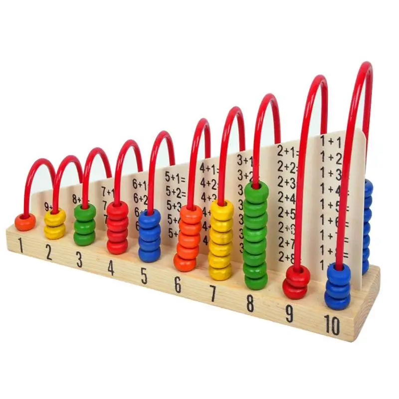 Детские математические инструменты Монтессори Деревянные игрушки счетная полка бусины Обучающие Игрушки для раннего развития игрушки для изучения - Цвет: Красный