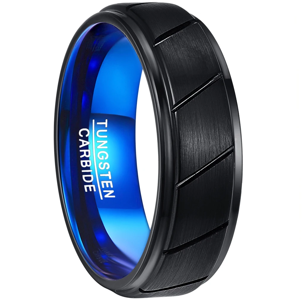 Fashion Jewelry Tungsten Rings for Men Wedding Band Black Ring 8mm Size 7-12 Mens Rings