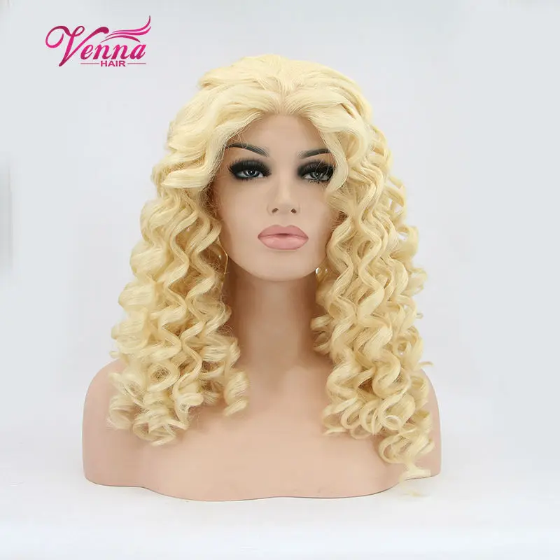 Hot Selling Blond Wig Wavy Synthetic Lace Front Wig Anime Cosplay Hair Short Wigs For Black