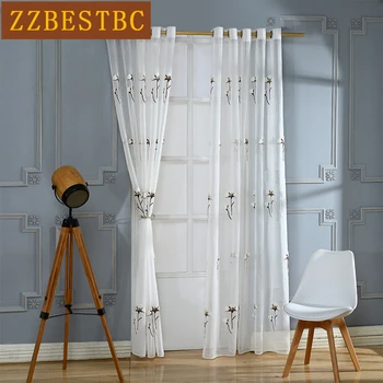 

High quality European embroidered tulle curtains for bedroom Modern minimalist luxury white Voile Curtain for Living Room