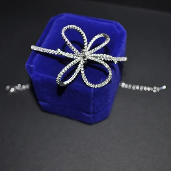 

luxury fashion jewelry copper AAA cubic zirconia micro pave Three-dimensional flower charm bracelet for women gift
