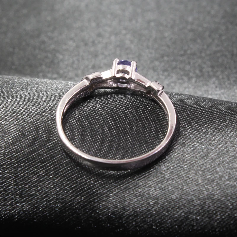 Элегантное обручальное кольцо из танзанита для девочки, 4 мм, натуральное кольцо против танзанита, цельное кольцо из стерлингового серебра 925 пробы, обручальное кольцо из танзанита