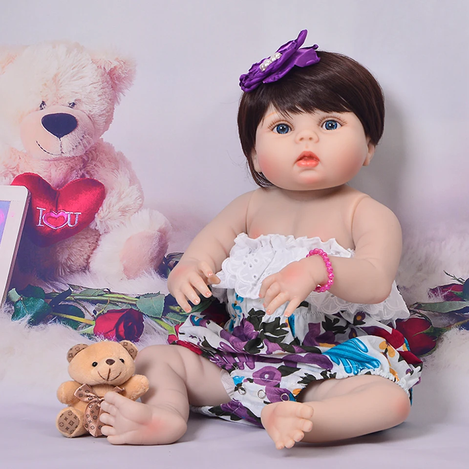 

Cute 23 Inch Reborn Baby Dolls Full Body Silicone For kids Playmates Realistic 57 cm Princess Dolls Reborn Fashion Boneca Gifts